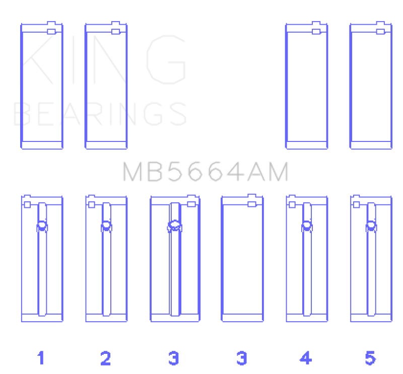 Nissan X-Trail Main Bearing Set - King Engine Bearings - Size +0.75 Oversize, Bimetal (Aluminum Base) - `01-`13 Nissan X-Trail Main Bearing Set - King Engine Bearings - Size +0.75 Oversize, Bimetal (Aluminum Base) - `01-`13